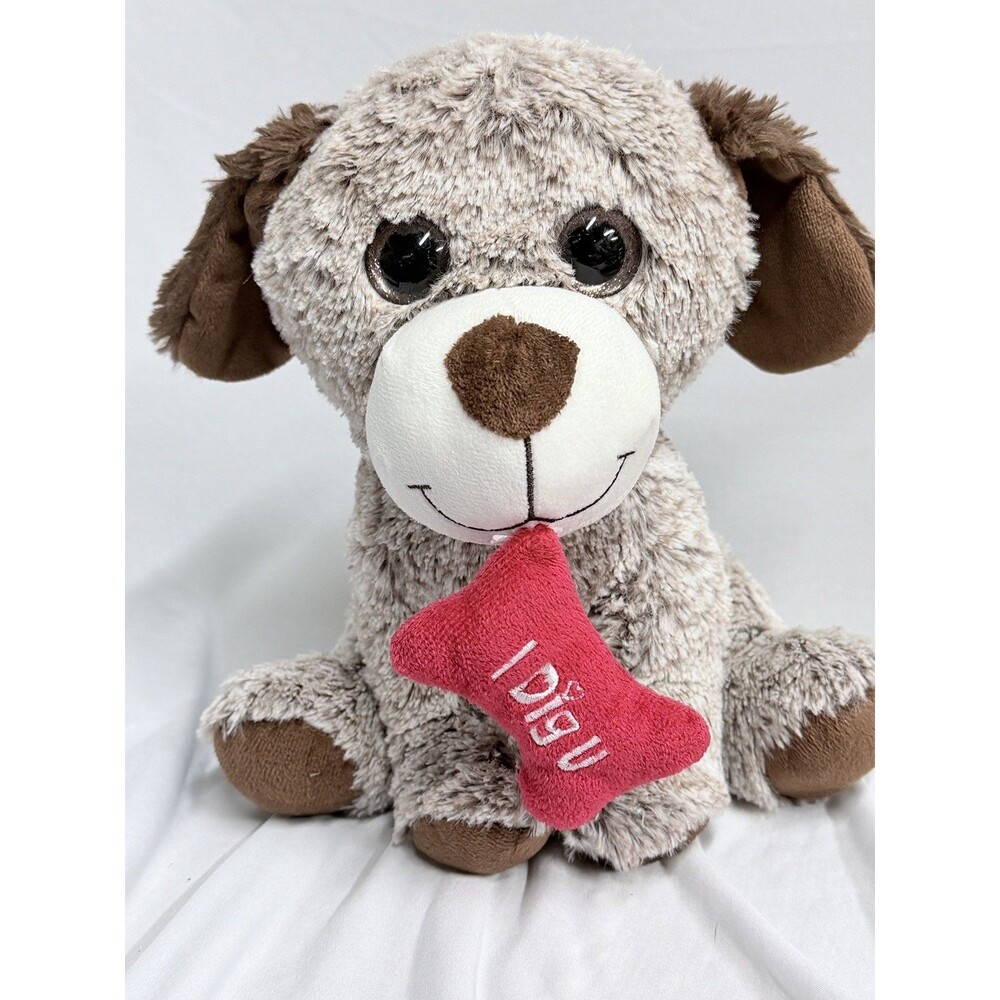 Homerbest Brown Dog "I Dig U" 11" Sitting Soft Plush Stuffed Animal For All Ages